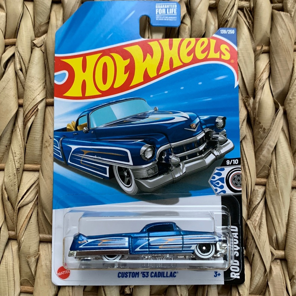 1953 Custom Cadillac Hot Wheels Blue Caddy 1950s Car Hotwheels Rod Squad 🆕 2025